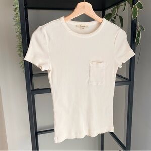 Madewell Garment Dyed Ribbed Crewneck Pocket Tee